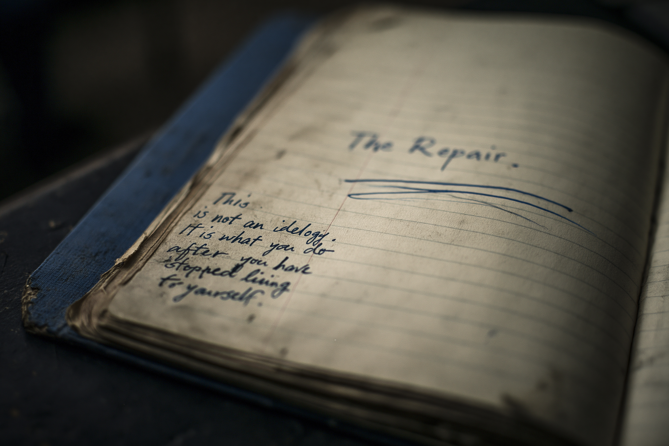 Handwritten margin note: This is not an ideology. It is what you do after you have stopped lying to yourself.